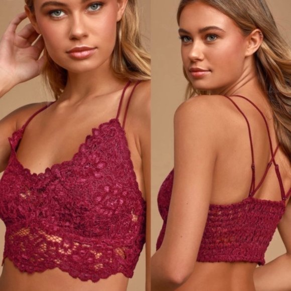 Free People Other - FREE PEOPLE Celine Lace Bralette NWT XS Maroon